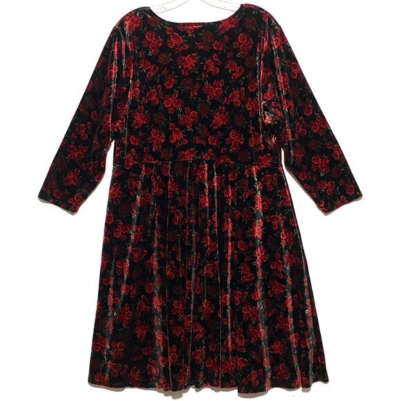 Torrid 2 Red Rose Velvet Dress Dark Romantic Whimsigoth Fairy Grunge Faux Wrap - Picture 4 of 6